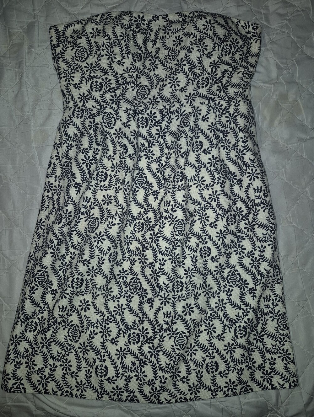 J. Crew Strapless Maxi Dress in Navy and White Floral Print - Picture 1 of 3